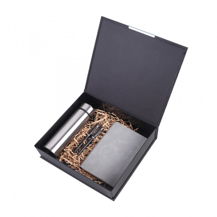 Metal Termoslu Kutulu VIP Promosyon Set – Defter ve Kalemli Logo Baskılı Kurumsal Hediye Seti
